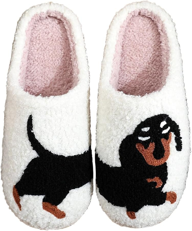 Dachshund Slippers, Women Home Fuzzy Non-slip Warm Fluffy Cozy Cotton Shoes Unisex | Amazon (US)