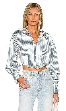 Free People X REVOLVE Ophelia Corset Buttondown in Slate Blue Combo from Revolve.com | Revolve Clothing (Global)