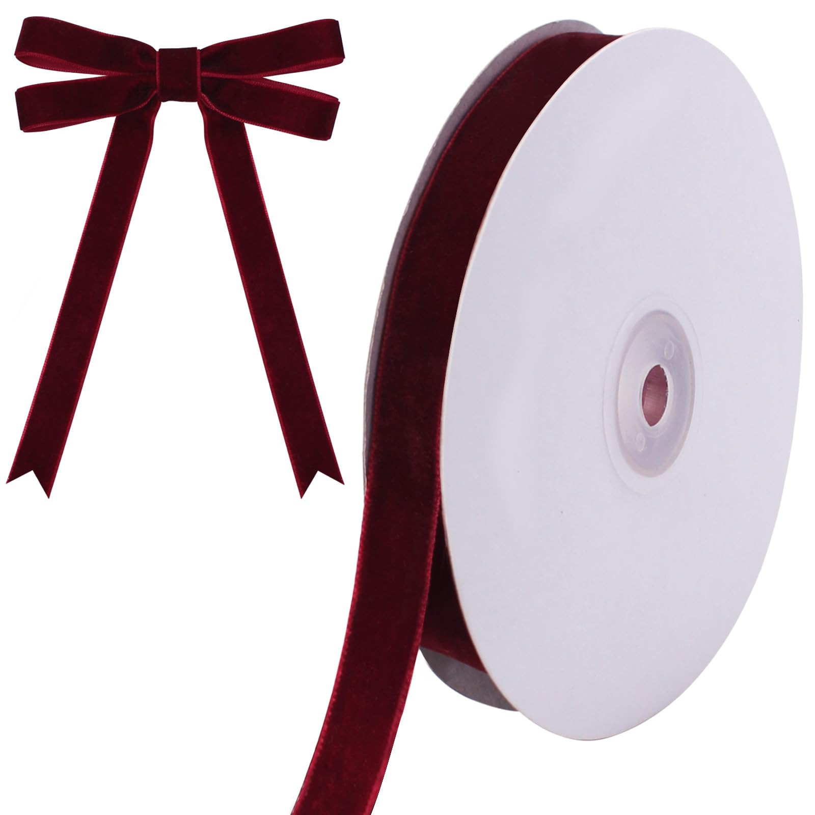 10 Yards Burgundy Velvet Ribbon for Christmas Tree,5/8 Inch Dark Red Velvet Christmas Ribbon for ... | Amazon (US)