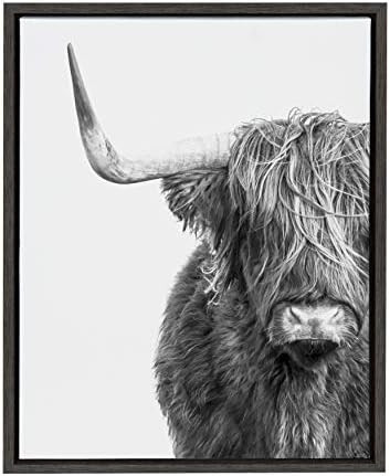 Kate and Laurel Sylvie Highland Cow Black and White Portrait Framed Canvas by Amy Peterson, 18x24... | Amazon (US)