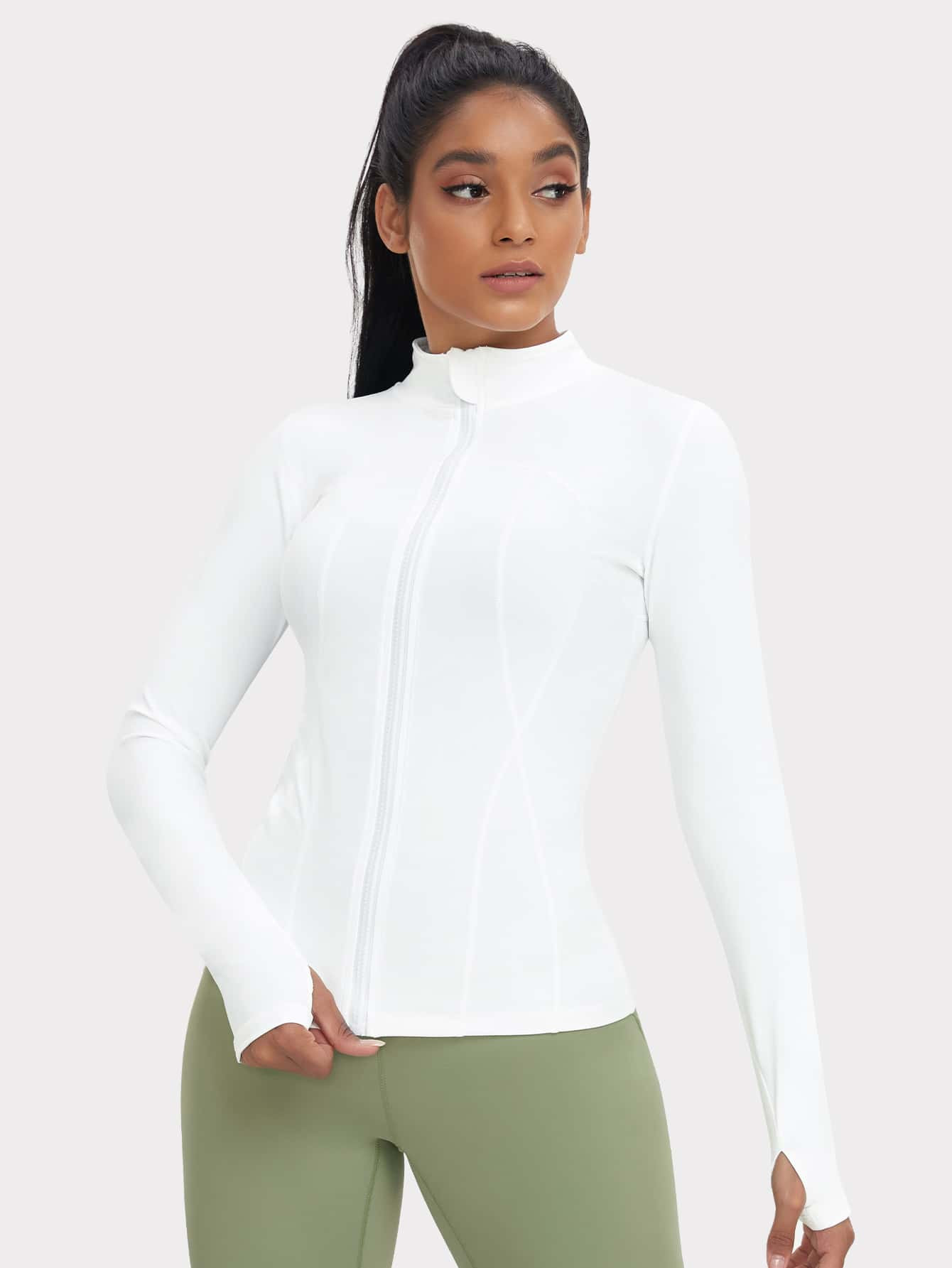 VUTRU Chaqueta Deportiva De Corte Entallado Para Mujer Con Camisa De Compresión Con Orificios Pa... | SHEIN