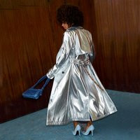 Women's Vegan Leather Trench in Silver, Size 2XL by Never Fully Dressed | Never Fully Dressed (UK & IE)