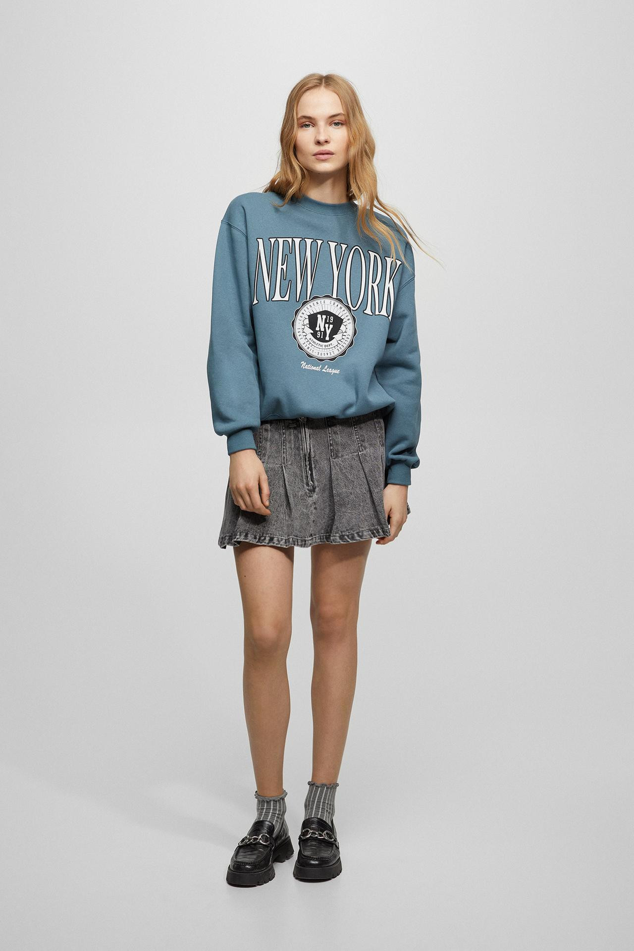 Varsity round neck sweatshirt | PULL and BEAR UK