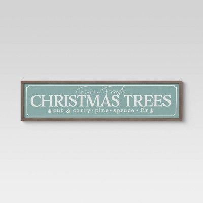 40" x 10" Christmas Trees Framed Wall Canvas Alpine Green - Threshold™ | Target