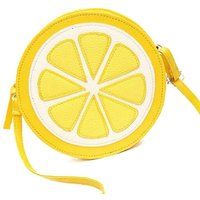 Shoulder Mini Bags Ladies Round Lemon Pattern Zipper Crossbody Women Messenger B | Bonanza (Global)