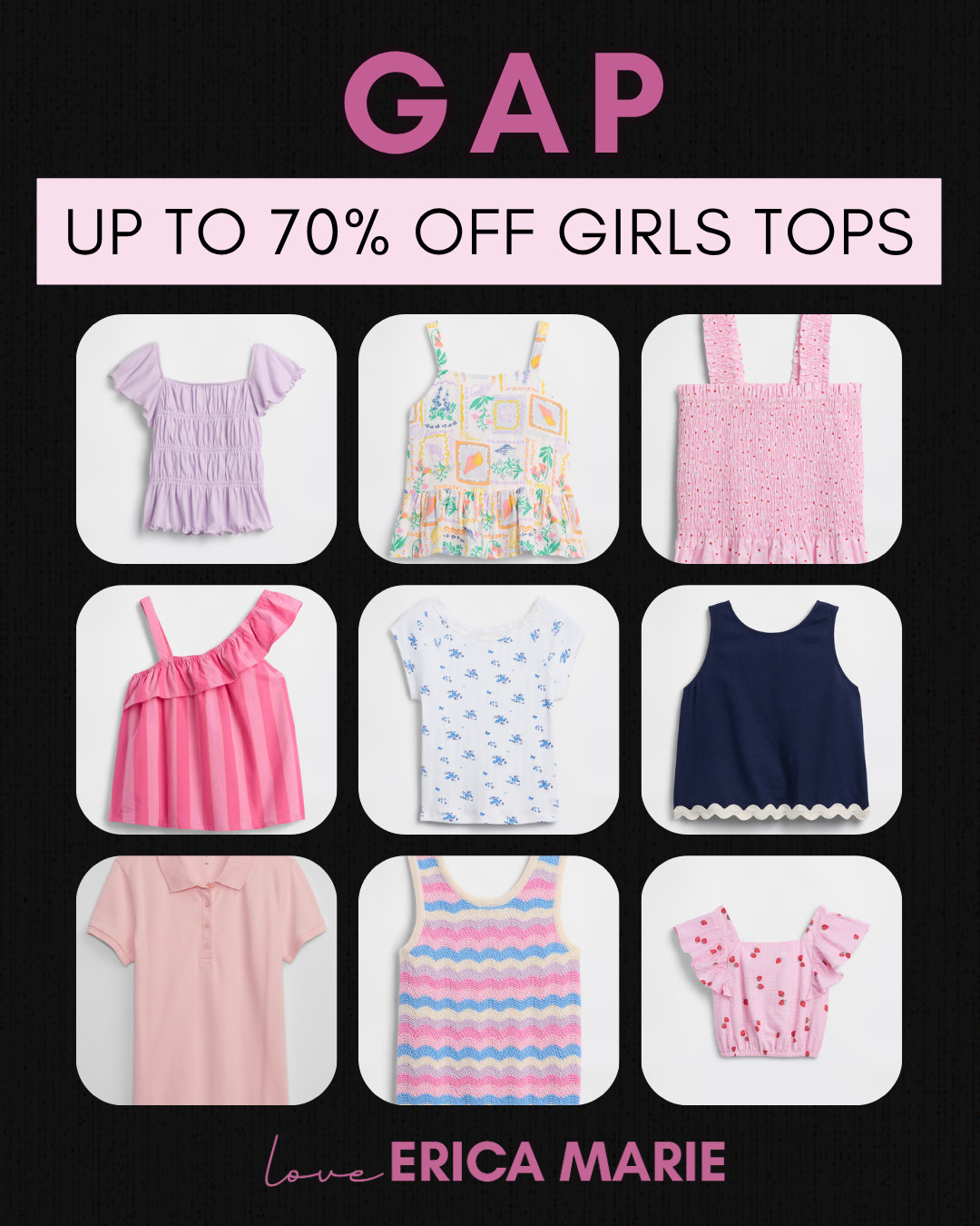 Found these GAP girl's shirts and tops for up to 70% off! They are so cute and perfect for everyday wear or summer vacation. 

 #LTKootd #LTKSaleAlert #LTKKids