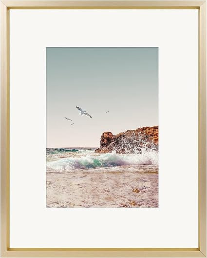 Frametory, 8x10 Aluminum Photo Frame, for 5x7 Pictures with Mat or 8 x 10 without, Real Glass, Wa... | Amazon (US)