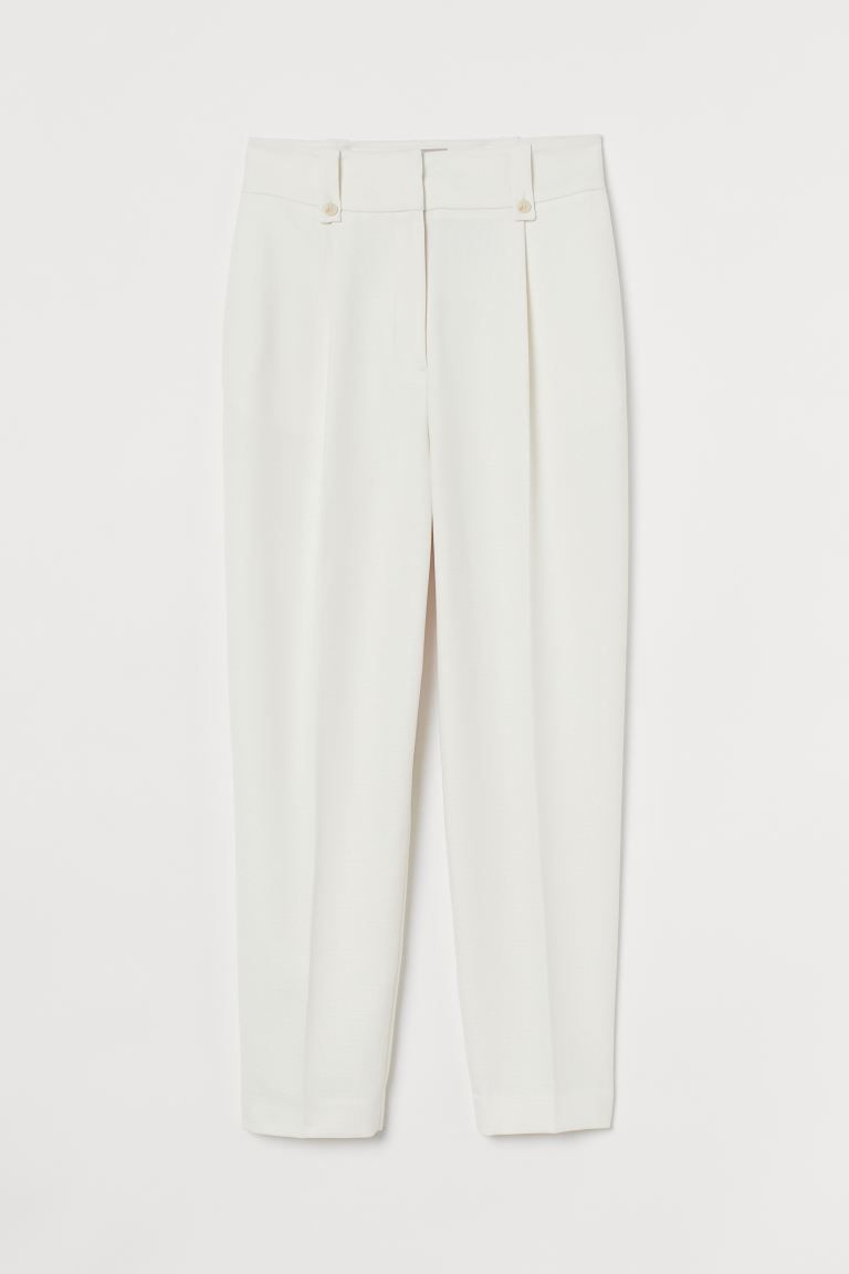 Ankle-length slacks in woven, slightly stretchy fabric. High waist, zip fly with hook-and-eye fas... | H&M (US + CA)