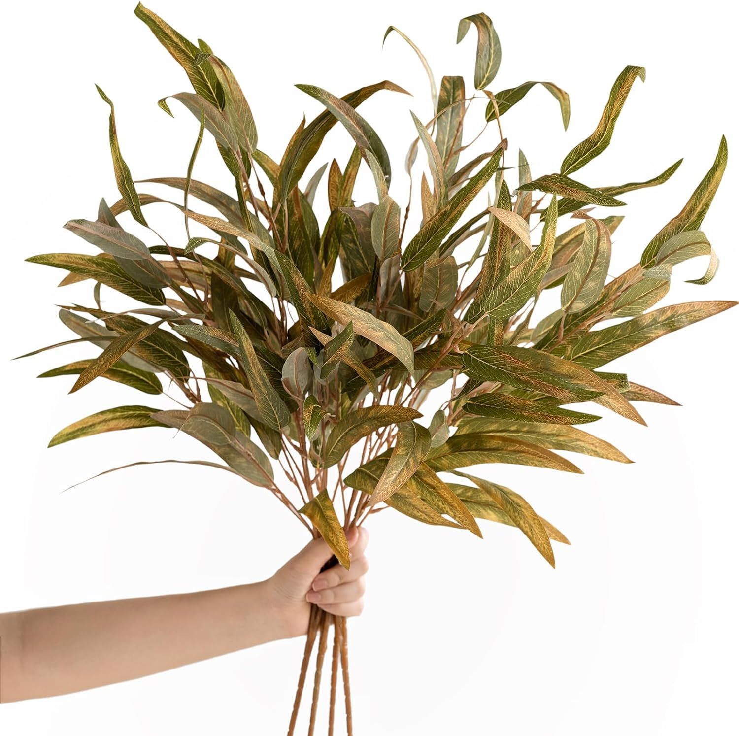 Ling's Moment Artificial Salix Leaves 4pcs Fake Long Willow Leaf Bulk Wedding Faux Plant for DIY ... | Amazon (US)