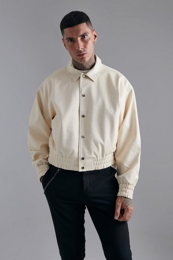 Quilted Pu Boxy Cropped Bomber Jacket | boohooMAN (DE, IE & UK)