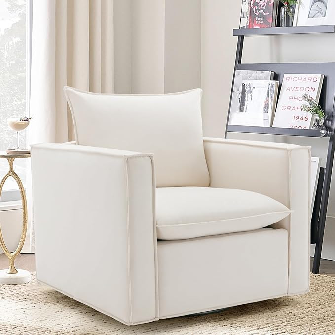 COLAMY Swivel Accent Chair, Upholstered Armchair with Back Support Pillow, Modern Living Room Sof... | Amazon (US)