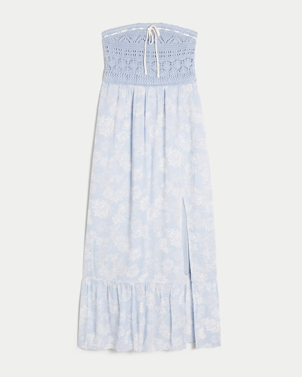 Women's Strapless Crochet-Style Mix Maxi Dress | Women's Summer Sale Up to 30% Off Select Styles ... | Hollister (US)