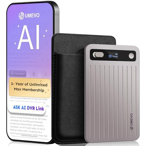 AI Voice Recorder with App Control : AI Transcription, Summarization & Mind Maps, Portable AI Note Taking Device with Case 64GB Memory Recording for Calls, Speeches, Meetings, Interviews(Black) | Amazon (US)