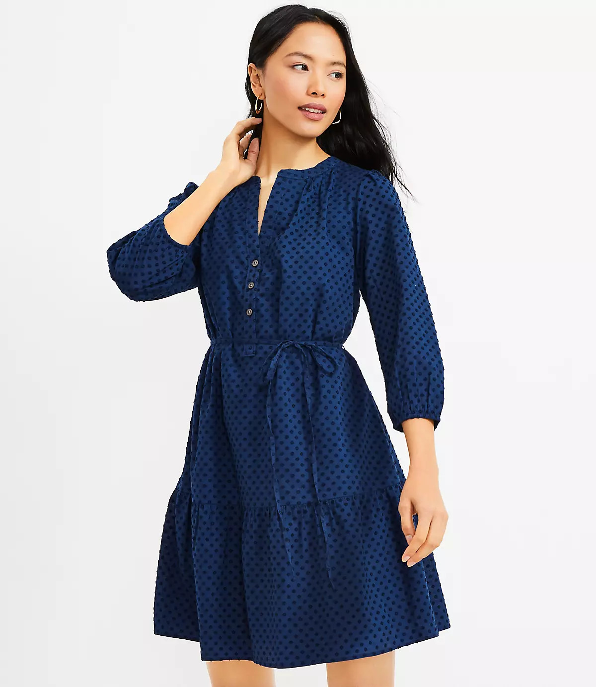 Henley Flounce Shirtdress | LOFT