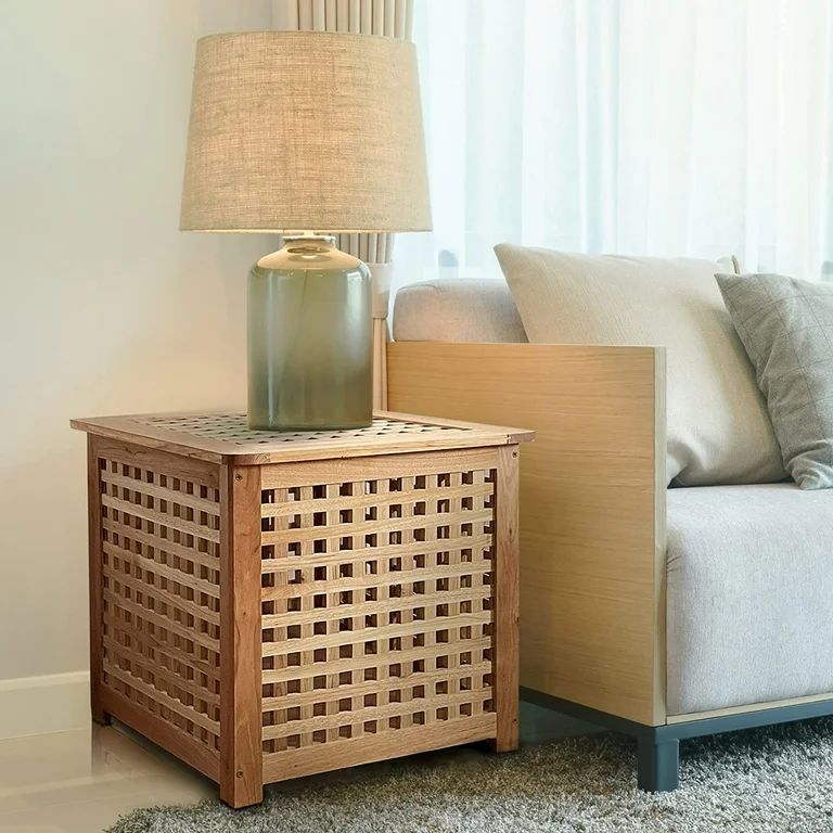 LWLIUANG Wooden Grid Side Table for Indoor/Outdoor,Small Coffee Table for Boho Corner/Patio/Livin... | Walmart (US)