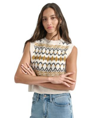 DKNY Jeans Women's Fair Isle Crewneck Sweater Vest - Macy's | Macy's