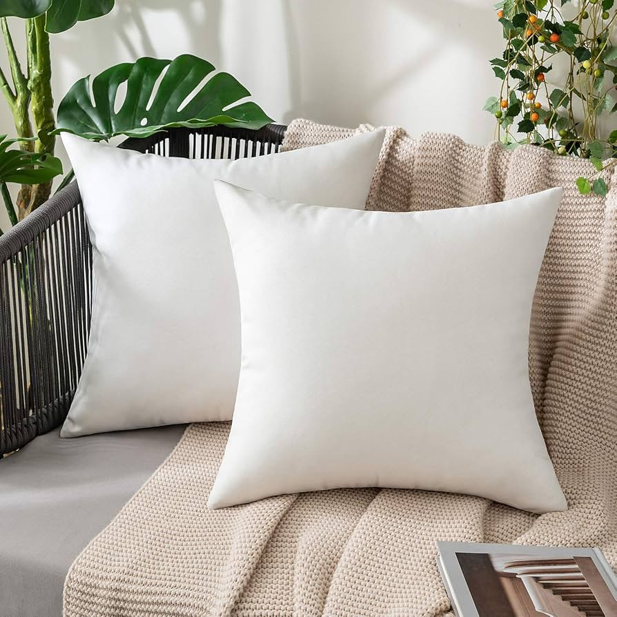MIULEE Pack of 2 Decorative Outdoor Solid Waterproof Throw Pillow Covers Faux Linen Garden Farmho... | Amazon (US)