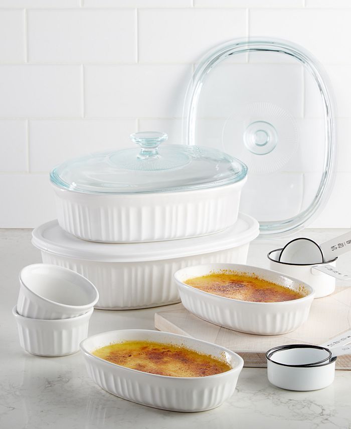 Corningware French White 10-Pc. Bakeware Set, Created for Macy's & Reviews - Bakeware - Kitchen -... | Macys (US)