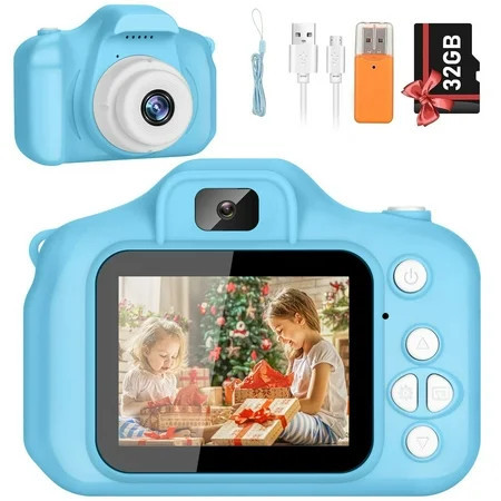 PayUSD Kids Camera 1080p HD Digital Video Camera for Kids 32gb Sd Card Mini Rechargeable Toddler Toys Christmas Birthday Festival Gifts for for 3-12 Years Kids, Blue | Walmart (US)