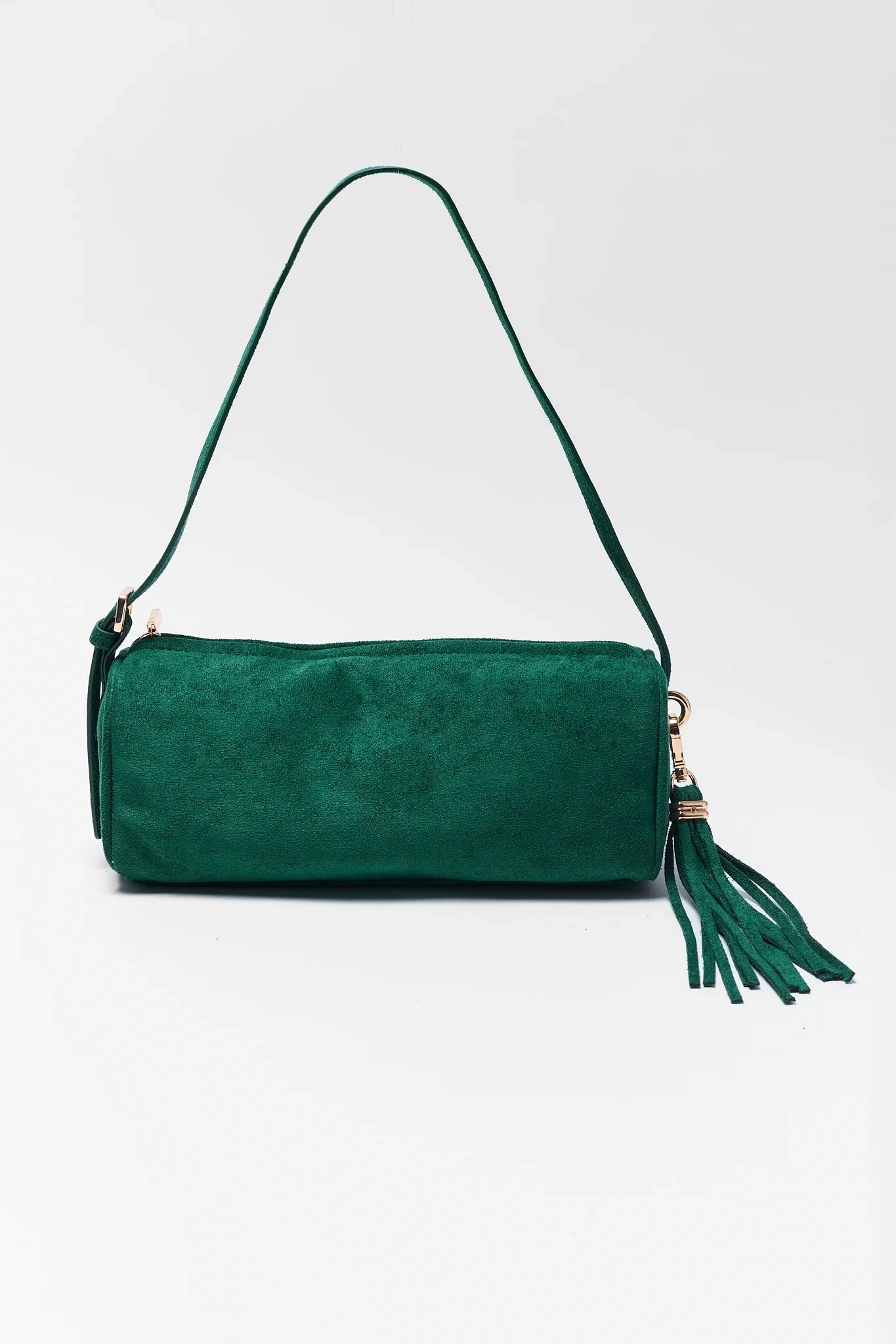 Green Faux Suede Barrel Bag | Avara