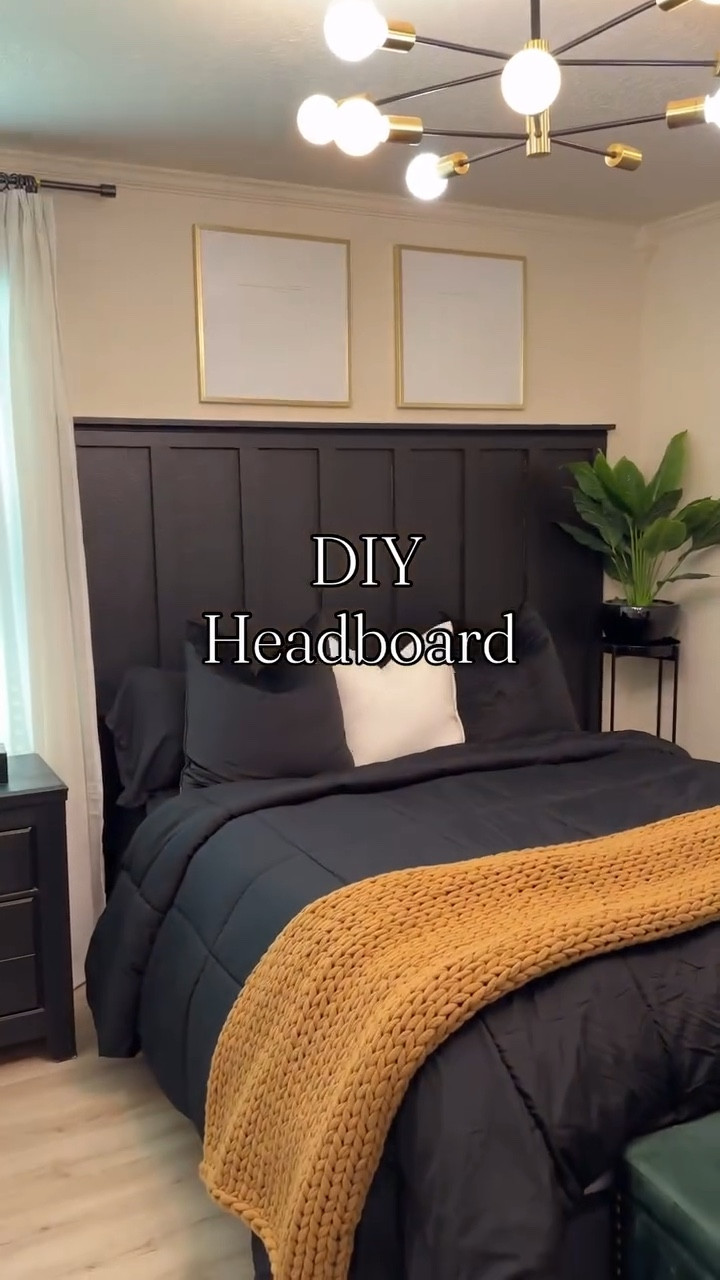 DIY Headboard on a Budget

At first, I used smaller boards… but I wasn’t loving the look so I took them off and upgraded to thicker 1x3x8’s, this made a huge difference! 

Here’s how you can make this beginner-friendly headboard:

1️⃣ Measure your wall to decide how wide you want your headboard → that’s how many 1x3s you’ll need. (Queen Size for me)

2️⃣ Space the boards out to your liking for a clean, modern look.

3️⃣ Add one 1x3 or 1x4 across the top to create a lip. Caulk the holes and seams.

4️⃣ Optional: add decorative molding at the bottom of the lip if you want a little extra thickness & detail.

5️⃣ Paint or stain to match your decor. I used Sherwin-Williams Tricorn Black (paint from Lowe’s ). I used a quart. 

The whole project was super inexpensive + beginner friendly — each 1x3 was only $2.58, and the end result completely elevated my guestroom! 🛏️✨

Comment “tools” and I’ll send you the list needed to complete this look. Mine were 8 or 9 inches apart. 

Comment “shop” if you see anything you like and I’ll send the link to your DM. 

#furniture #homedecor #home #amazoninfluencer #loweshomeimprovement #lowesinfluencer #lowespartner #lighting