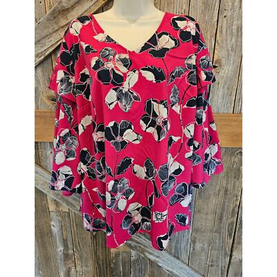 Lane Bryant size hot pink floral ruffle sleeve EUC Career Casual 18/20 women ^ | eBay US