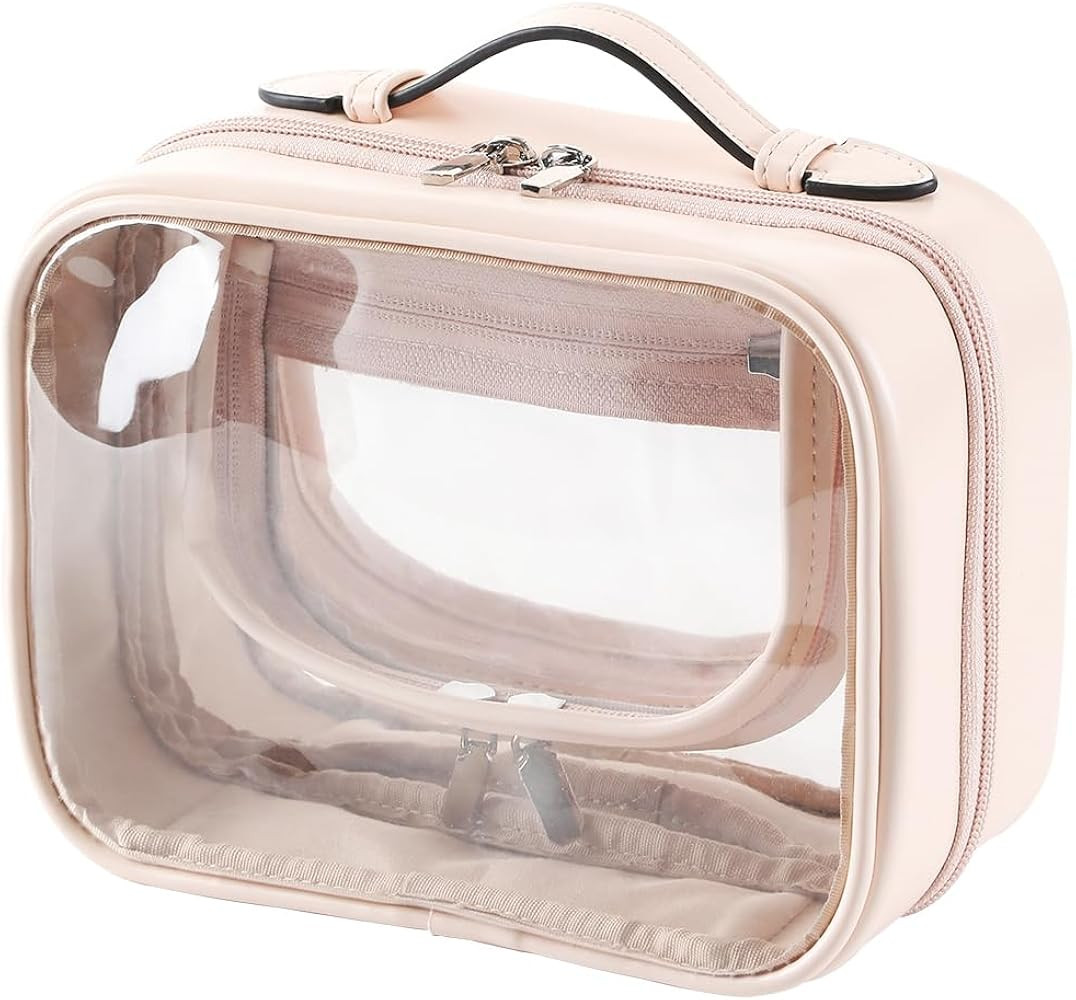 Veki Transparent Makeup bag Double Travel Cosmetic bags Case Waterproof Toiletries Bag Large Capa... | Amazon (US)
