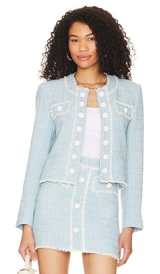 Killian Tweed Jacket in French Blue & Cream | Revolve Clothing (Global)