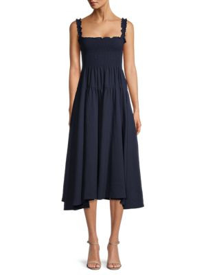 CAARA Alessia Smocked Midi Dress on SALE | Saks OFF 5TH | Saks Fifth Avenue OFF 5TH