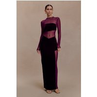 Davina Velvet And Mesh Maxi Dress - Purple I MESHKI I Size S | MESHKI US