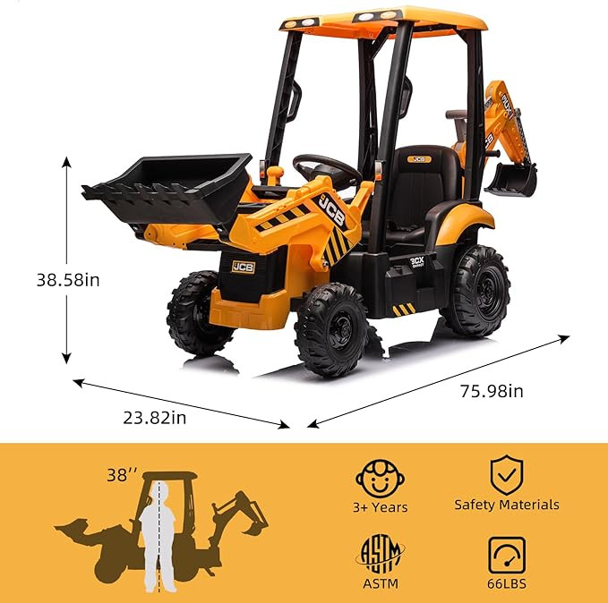 12V JCB Ride On Excavator, Ride on Toys for Kids 4-8, Electric Car for Kids with Tractor, Bulldoz... | Amazon (US)