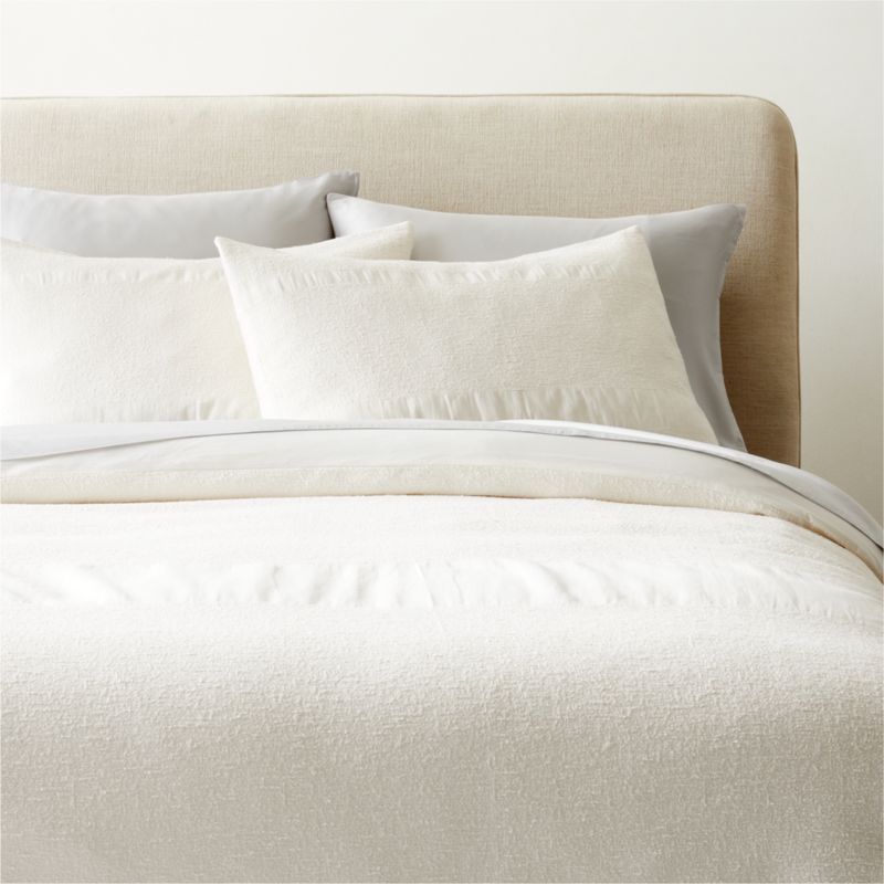 Cleo Textured Ivory King Duvet Cover + Reviews | CB2 | CB2