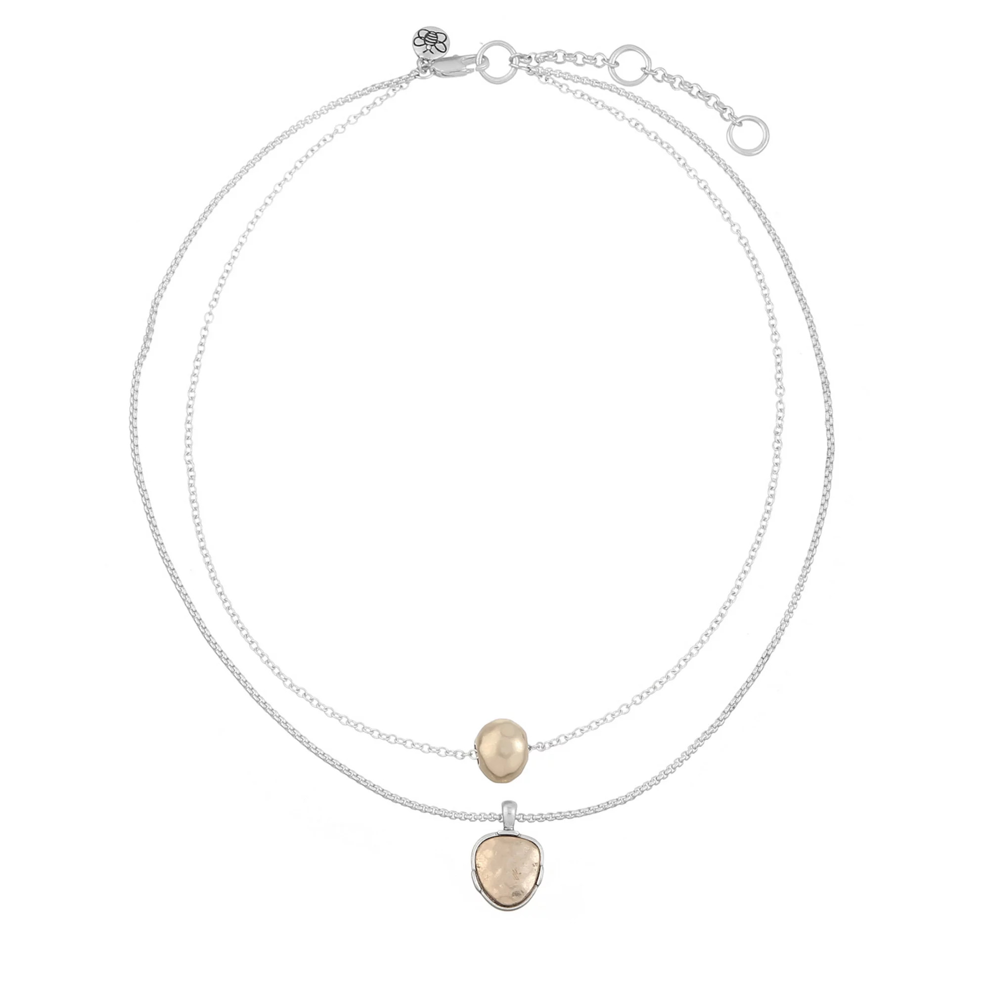 Bella Uno Worn Two-Tone Multi-strand Ball & Disc Pendant Necklace | Kohl's