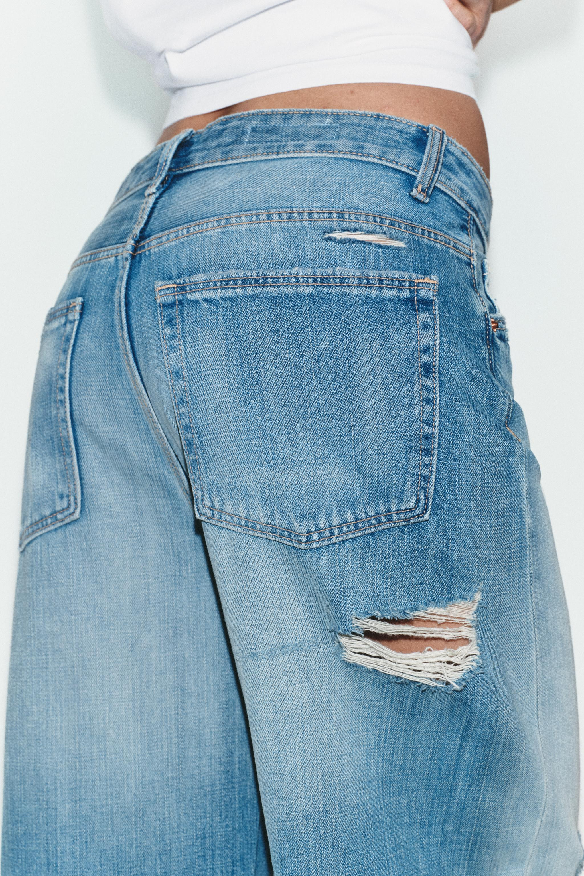 TRF BAGGY FOLDED RIPPED MID-RISE JEANS | Zara US