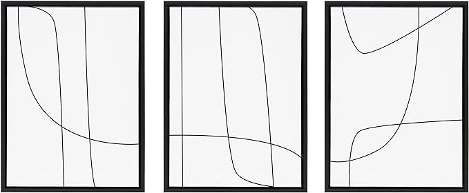 Kate and Laurel Sylvie Modern Line Abstract Black and White Framed Canvas Wall Art Set by The Cre... | Amazon (US)