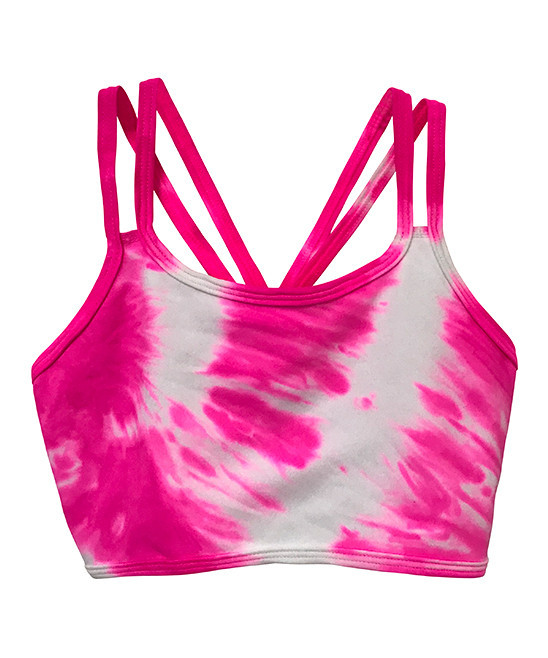 Angela Frost Girls' Tank Tops gumball - Gumball Pink Tie-Dye Racerback Crop Top - Girls | Zulily