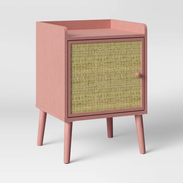 Rattan & Wood Bedside Cabinet Rose Pink - Pillowfort™ | Target