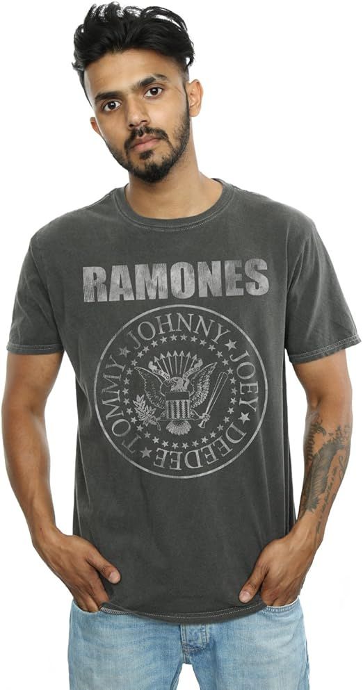 ABSOLUTECULT Ramones Men's Distressed Presidential Seal Washed T-Shirt | Amazon (US)