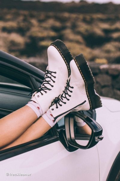 Dr. Martens Jadon 8 Eye Platform White Boot - White 6 at Urban Outfitters | Urban Outfitters (US and RoW)