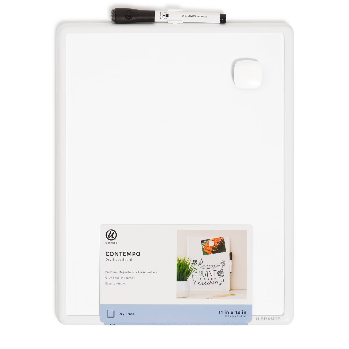 U Brands 11"x14" Contempo Magnetic Dry Erase Board - White: Small Wall Mount Presentation Board, ... | Target