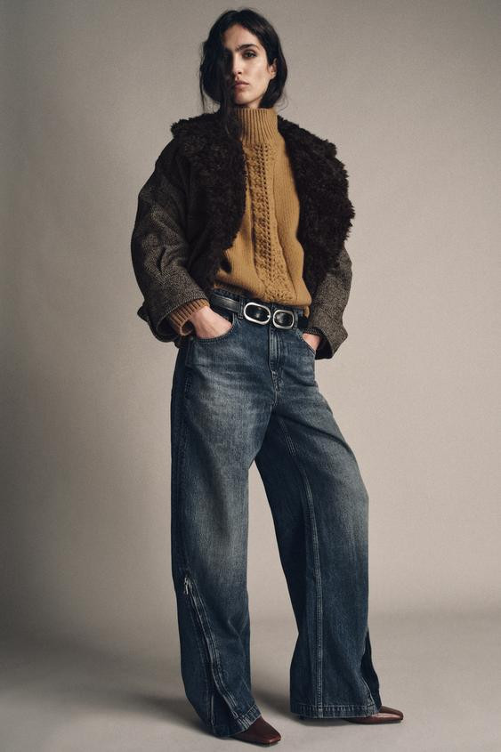 ZW COLLECTION MID-RISE BALLOON JEANS WITH ZIPPERS LIMITED EDITION | Zara US