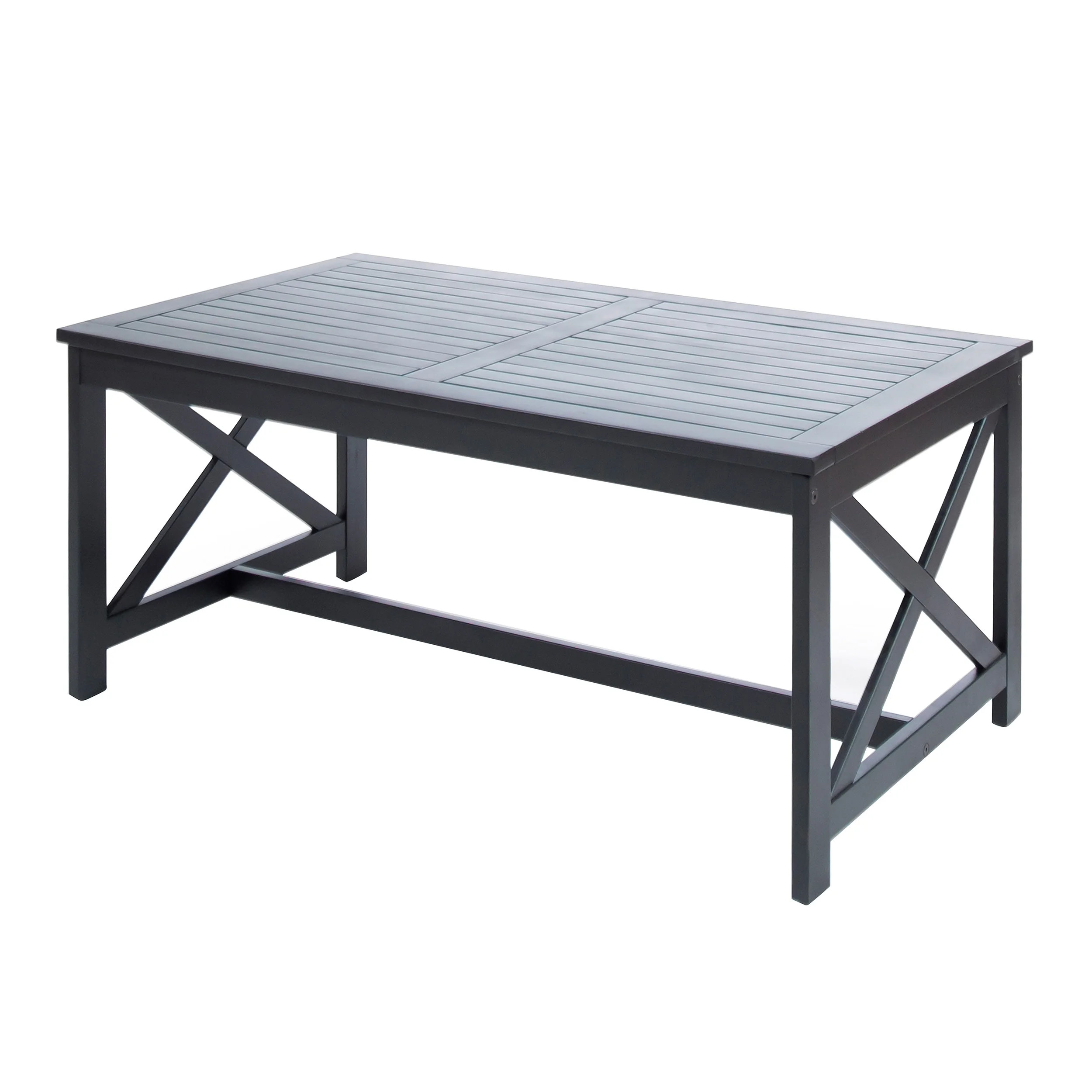 GDF Studio Moher Indoor/Outdoor Farmhouse Acacia Wood Coffee Table, Black | Walmart (US)