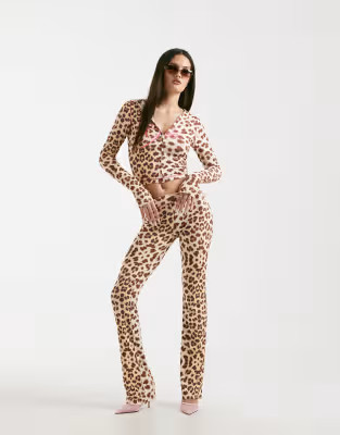 I.AM.GIA Blare logo back print contrast stitch track pant in leopard - part of a set | ASOS (Global)