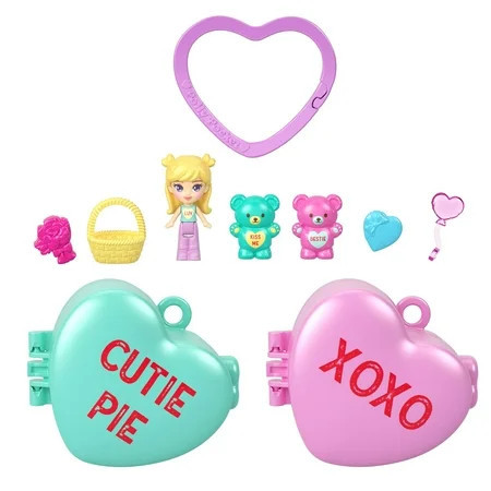 Polly Pocket x Sweethearts Doll & 2 Playsets with 7 Accessories, Compact Travel Toy with Keychain Clip | Walmart (US)