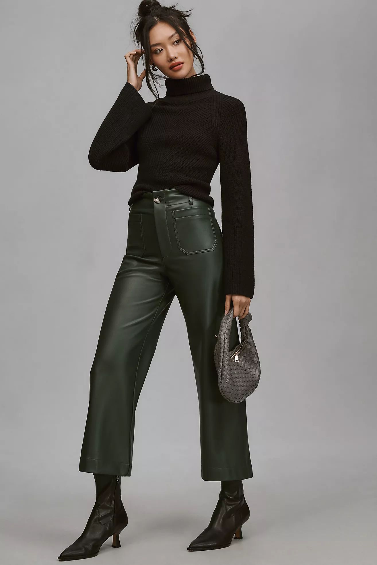 The Colette Cropped Wide-Leg Faux Leather Pants by Maeve | Anthropologie (US)
