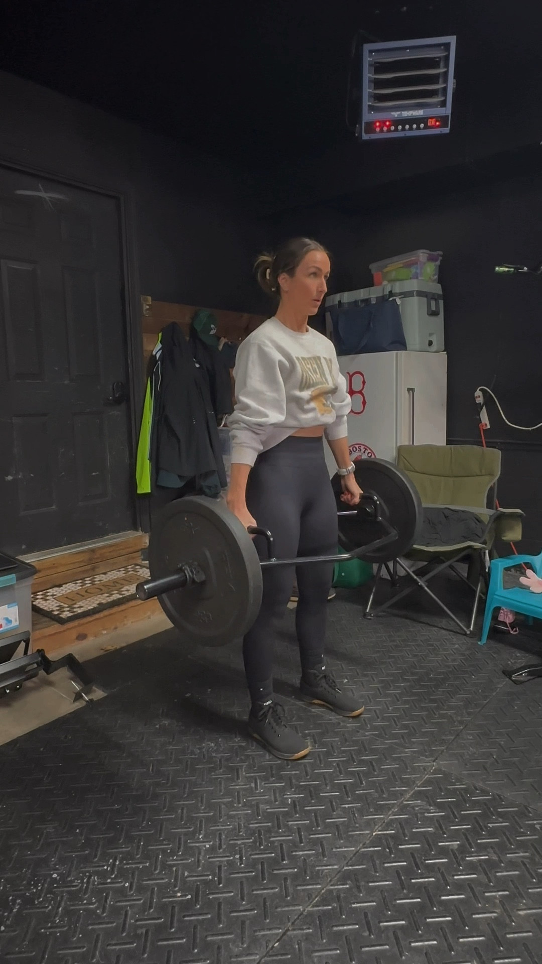 My newest addition to my gym is this hex bar! I’m excited to work this into my lifting routine. 
Also, these are my go-to lifting shoes! 