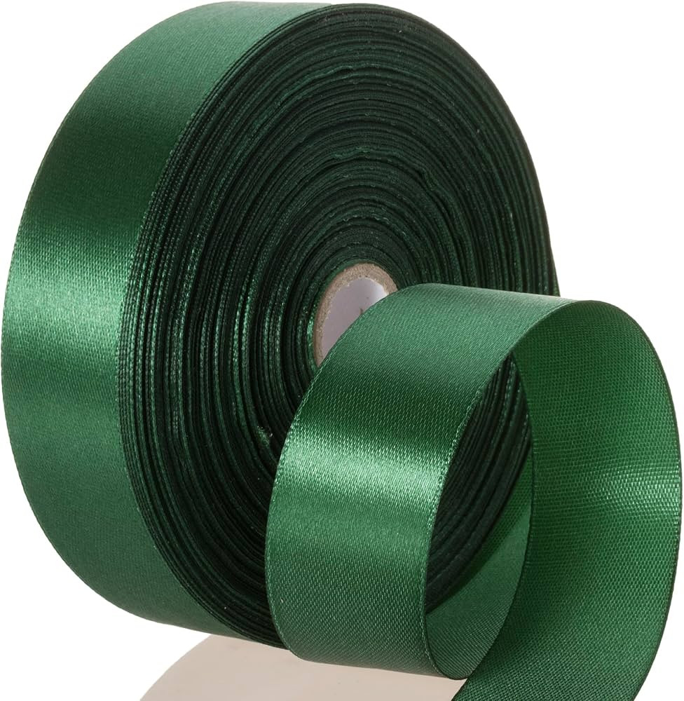 50 Yards 1 Inch Forest Green Satin Ribbon, Single Face Polyester Solid Color Craft Fabric Ribbon ... | Amazon (US)