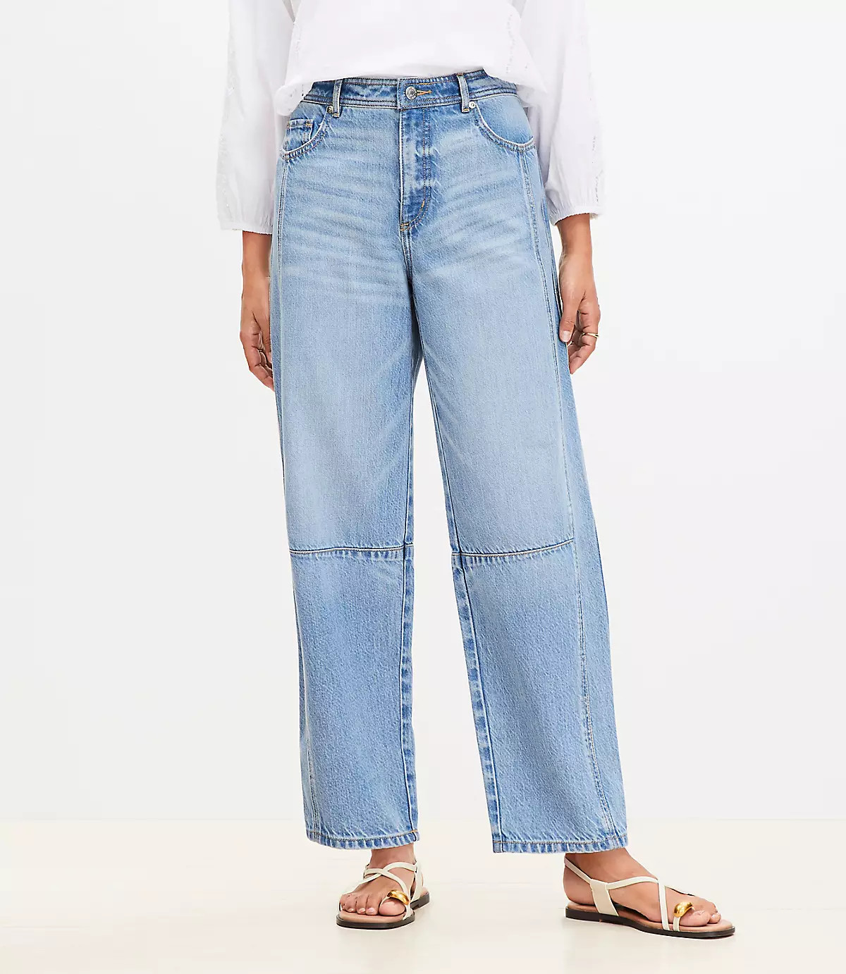 High Rise Barrel Jeans in Light Vintage Indigo Wash | LOFT