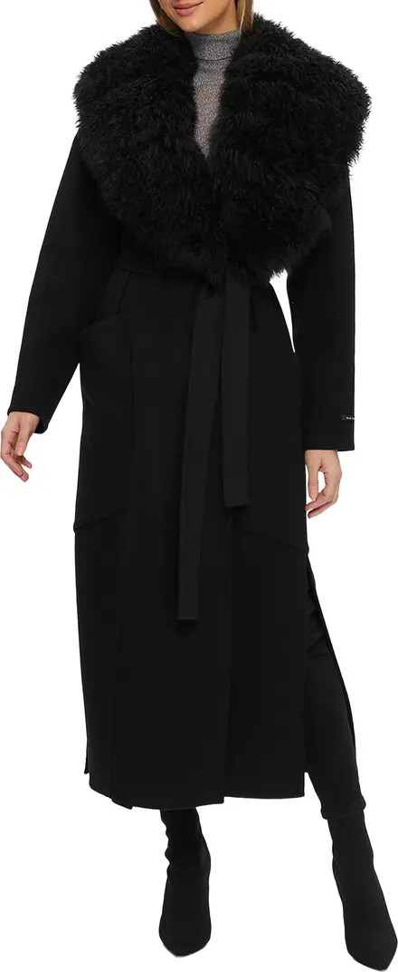 Double Face  Wool And Cashmere Coat with Detachable Genuine Shearling Collar with Belt | Nordstrom