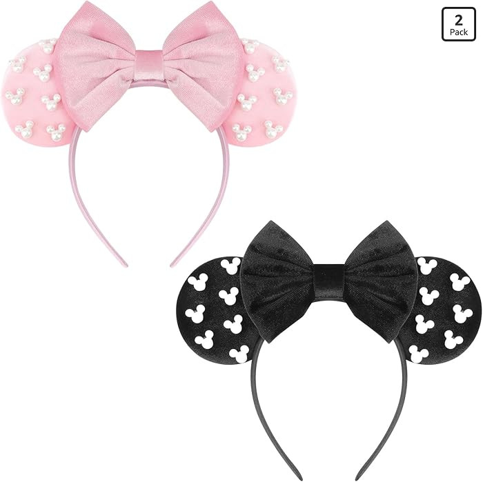 Mouse Ears Headbands for Women Pearl Hairbands Bow Head bands Velvet Head band Christmas Cosplay ... | Amazon (US)